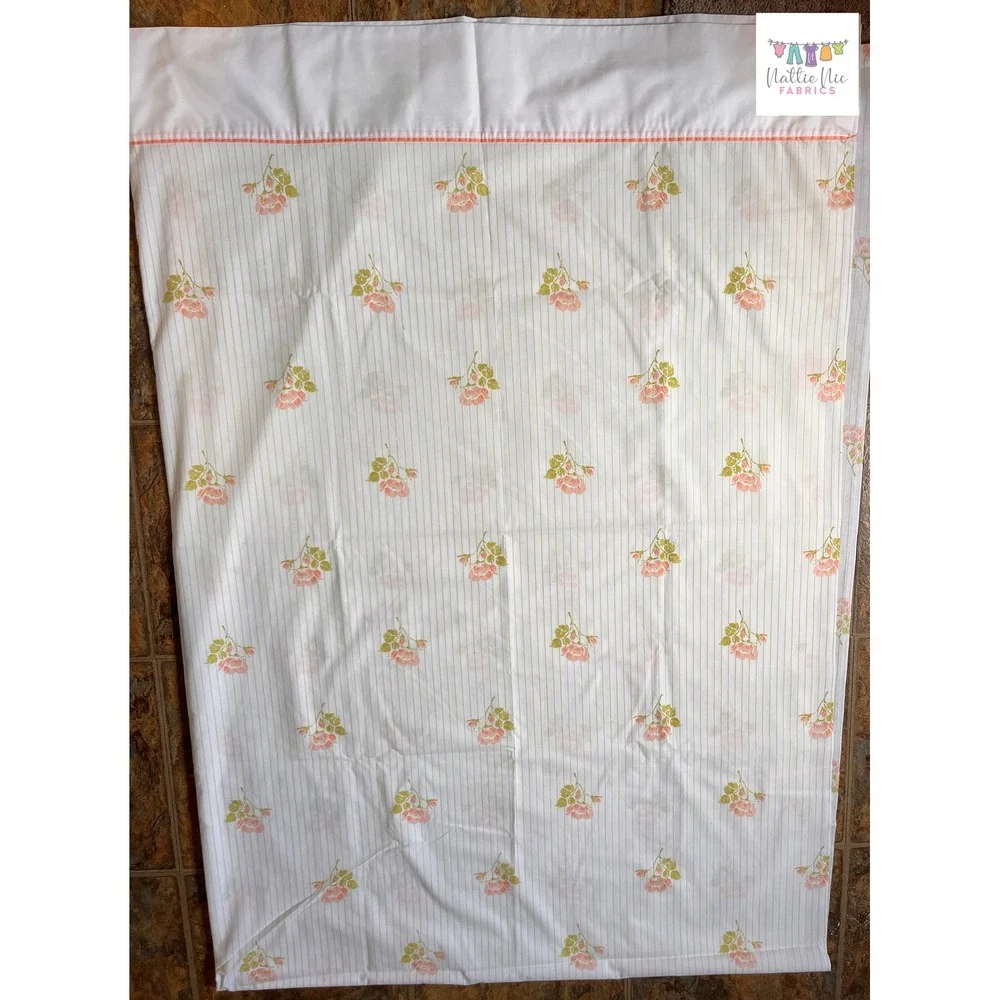 Twin Flat Vintage Striped floral sheet, Roger Baugh, Springmaid‎